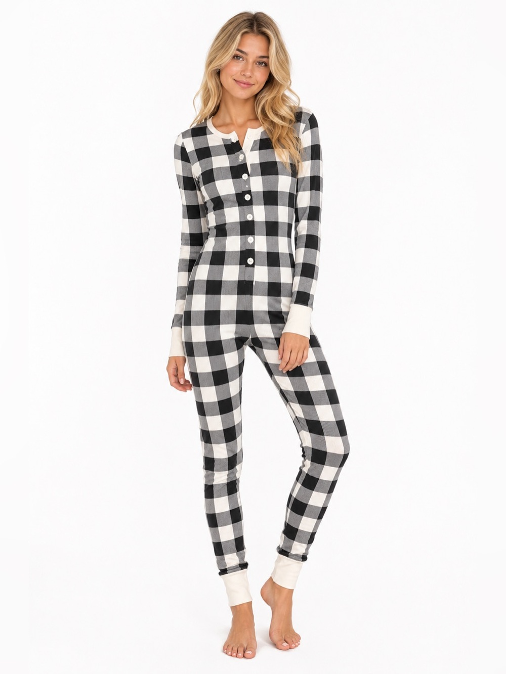 🧳🧳Hatley Black & White Buffalo Plaid Women One-Piece